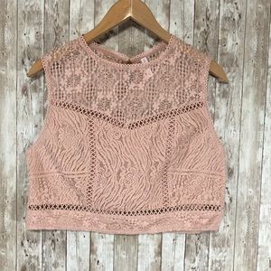 NWOT Xhilaration Pink Lace Crop Top Plus Size XXL